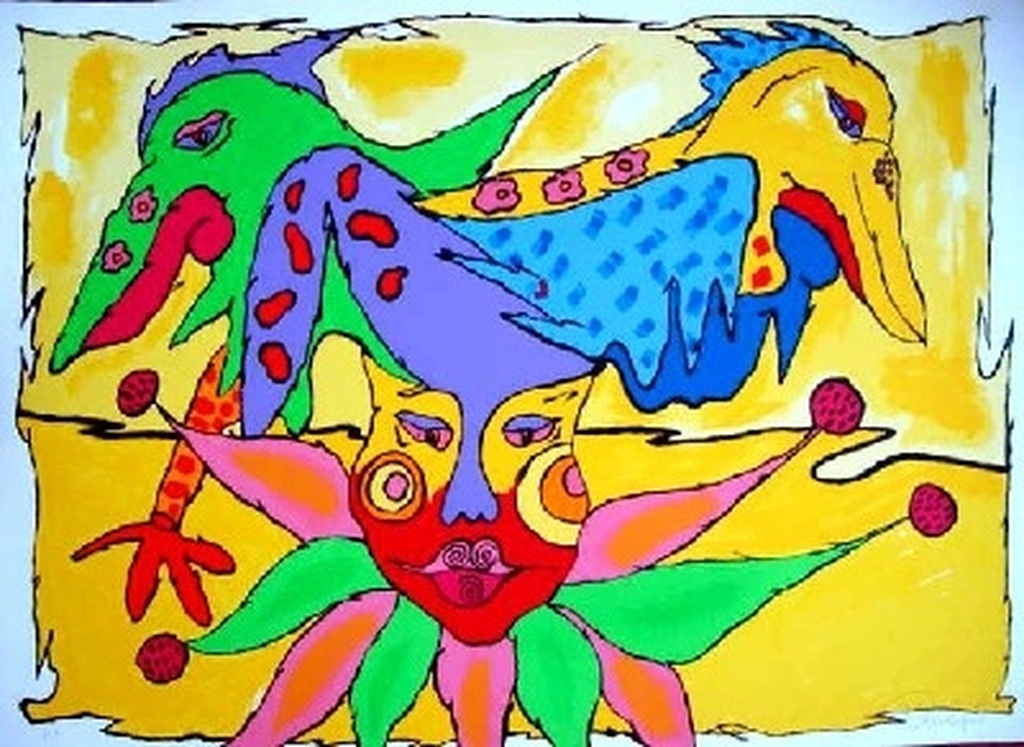 Grote zeefdruk Clown, handgesigneerd kopen? Bied vanaf 165!