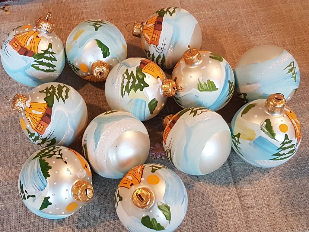 Lot Kerstmis 1965/70-kwik glas geblazen door de mond en met de hand geschilderd  kopen? Bied vanaf 1!