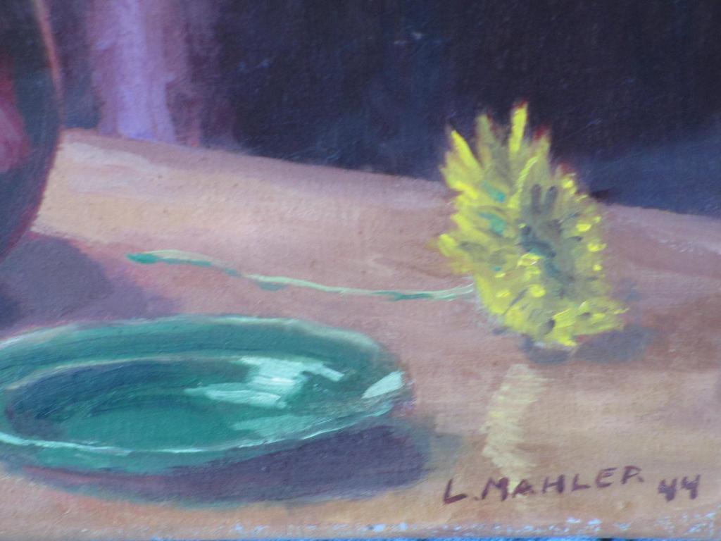 L.Mahler?, Stilleven met fles en bloemen, Olieverf op doek kopen? Bied vanaf 1!