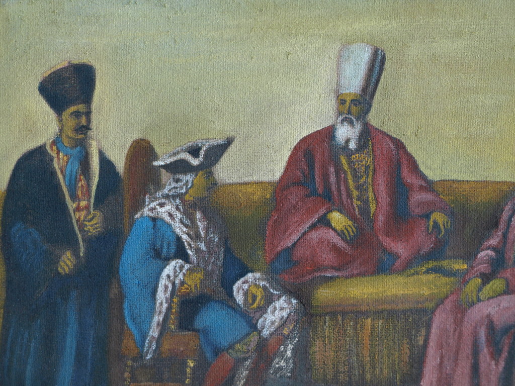 Onduidelijke signatuur : Pastel , Ontmoeting in de Oriënt – ingelijst  kopen? Bied vanaf 50!