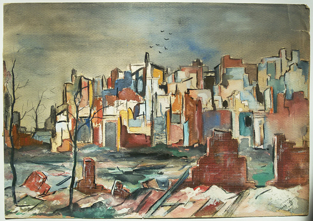 Henri Taverne - Ieplaan in Den Haag (1943), gemengde techniek op papier kopen? Bied vanaf 250!