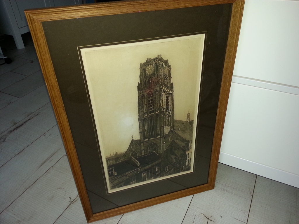 Jan Sirks - Laurenstoren Rotterdam, ets, hand gesigneerd en getiteld kopen? Bied vanaf 55!