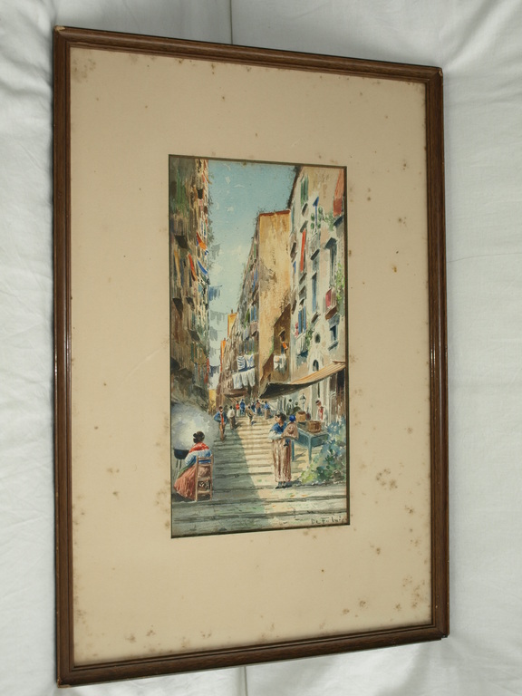 Onduidelijke signatuur – Aquarel – Zuid-Europees stadsgezicht– Gesigneerd - Oud  kopen? Bied vanaf 50!