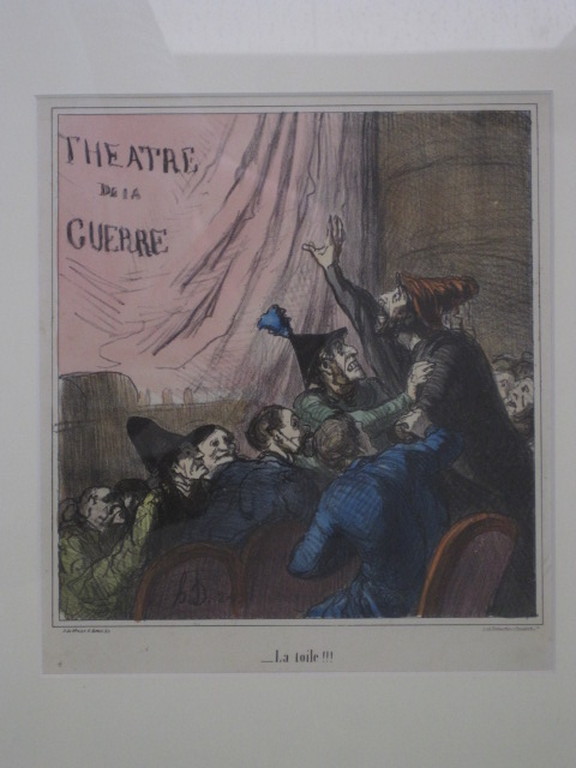 19e eeuw gesigneerde Lithografie "Theatre de la Guerre" Honoré Daumier 1808-1879 verkocht voor € 56!
