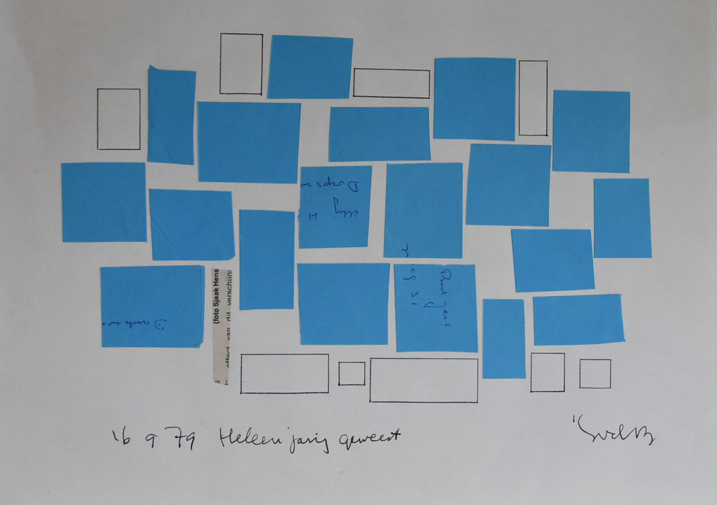 Siep van den Berg - Siep van den Berg # TEKENING / COLLAGE in blauw, Heleen# 1979, mint, gesigneerd verkocht voor € 79!