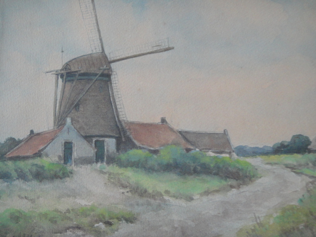 Vermoedelijk Engelse school, aquarel, molen in landschap kopen? Bied vanaf 1!