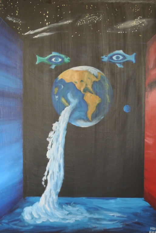 HUGO BERTELS. 1998. Mooi groot werk. Acrylverf op schildersboard. AQUA TERMINAL. kopen? Bied vanaf 1!