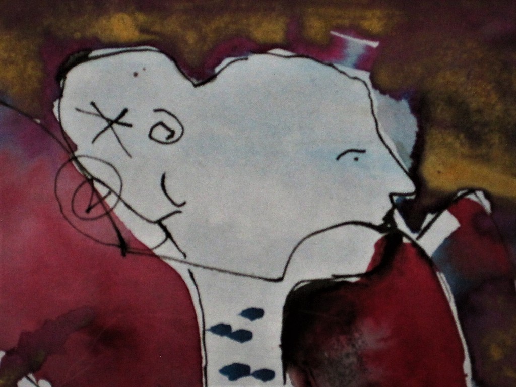 Mooi Naief Abstract Aquarel "Man en Paard" van Miriam Hommes (1961-)  kopen? Bied vanaf 1!