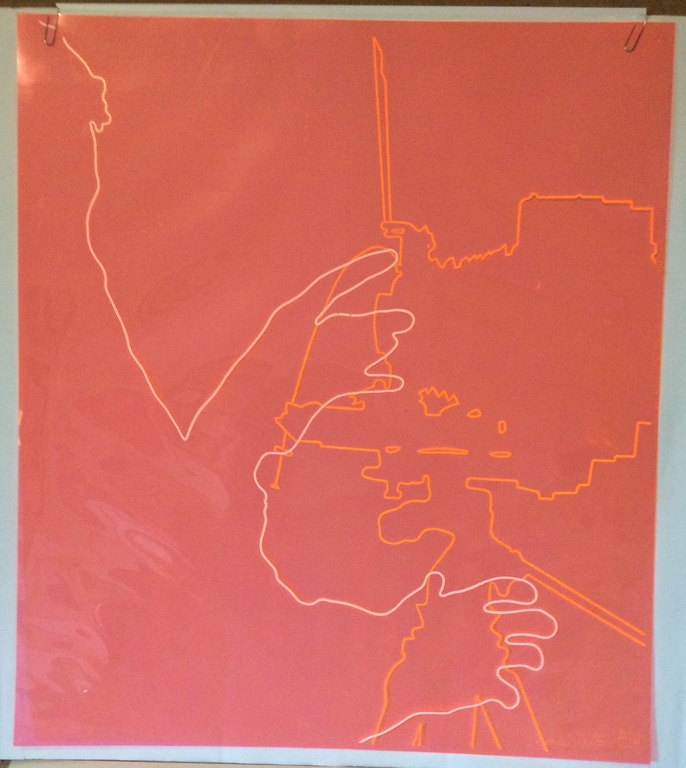 Lourdes Castro, grafiek op transparante perspex, 1971, Fotograaf met camera verkocht voor € 125!