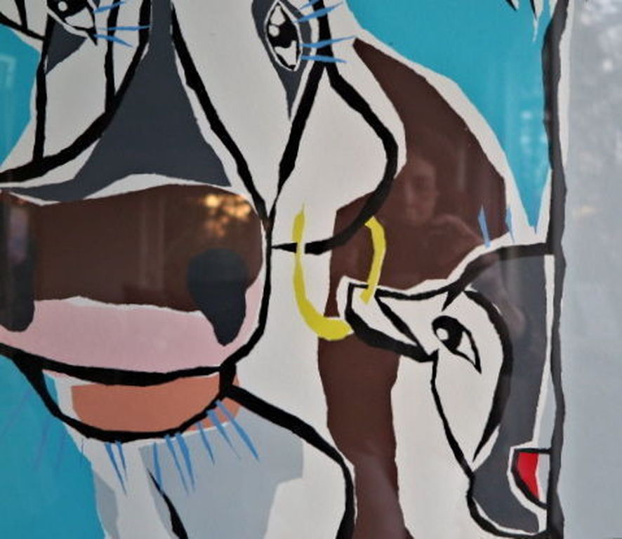 Jeroen Gerlofsma - Grote (!)Zeefdruk ingelijst- Handgesigneerd - 'Koe met kalf'  kopen? Bied vanaf 1!