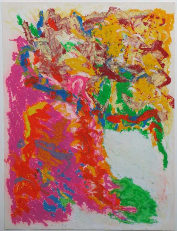 Jan Commandeur: Acryl, Zonder titel -Ingelijst verkocht voor € 100!