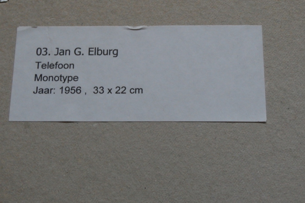 Jan Elburg (Cobra) Monoprint: Telefoon - gesigneerd -1956 kopen? Bied vanaf 475!