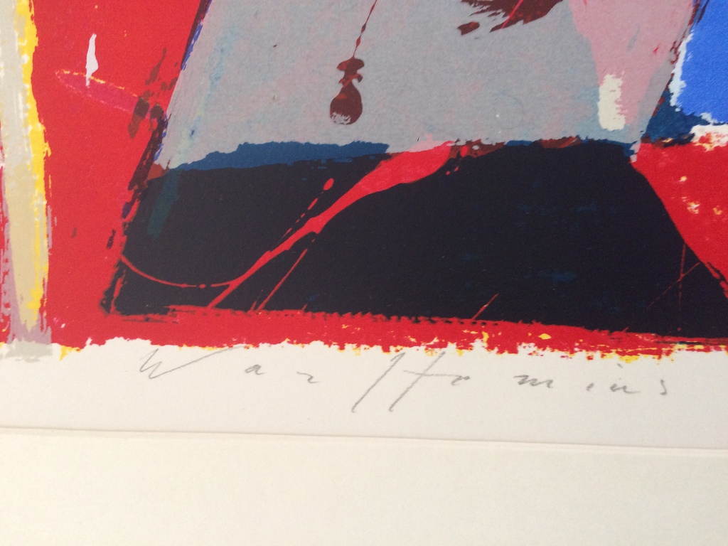 Piet Warffemius, kleurrijke zeefdruk 'Stage':64/90 kopen? Bied vanaf 40!