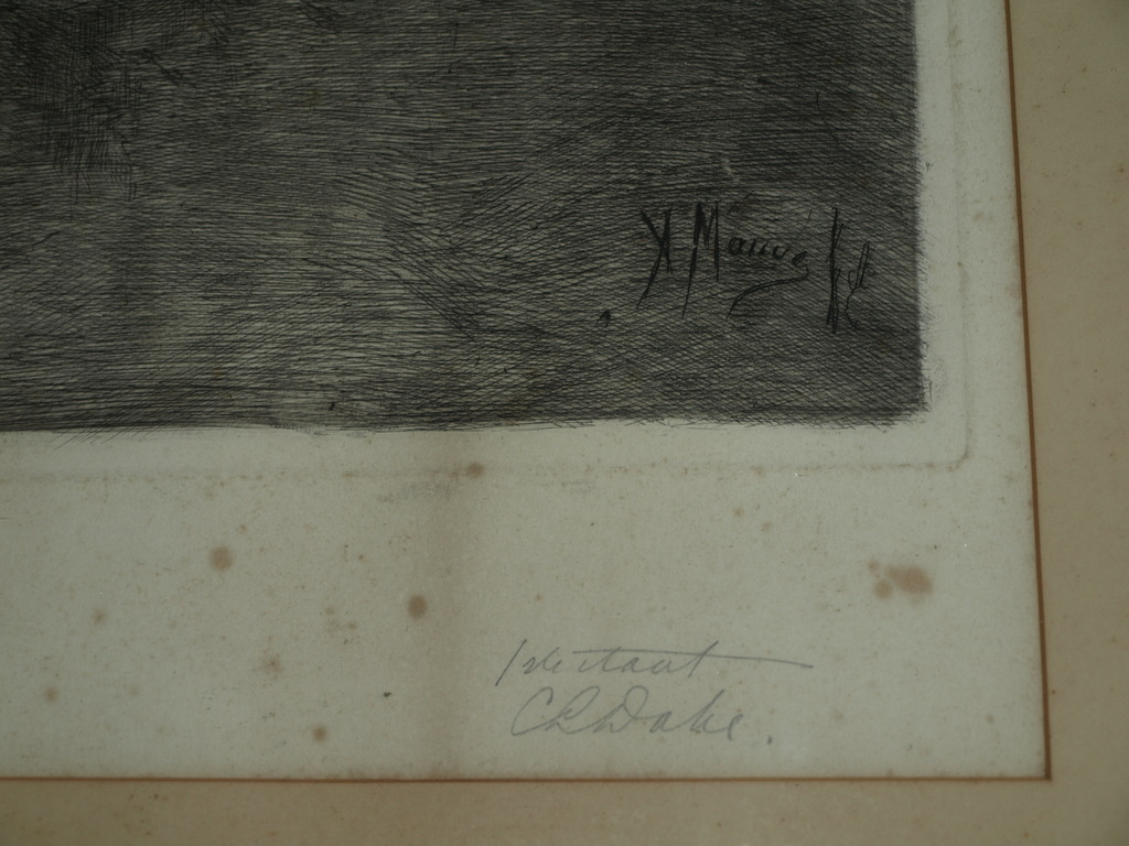 Anton Mauve  en Carel Lodewijk Dake – Ets – Schaapskudde – Gesigneerd – ca 1885 kopen? Bied vanaf 125!