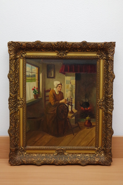 Hendrikus J.F. van Langen (1874-1964) - olieverf op doek - genre verkocht voor € 85!