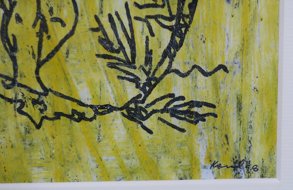 Onbekend gesigneerd: Acryl op papier, Engel - Ingelijst kopen? Bied vanaf 1!