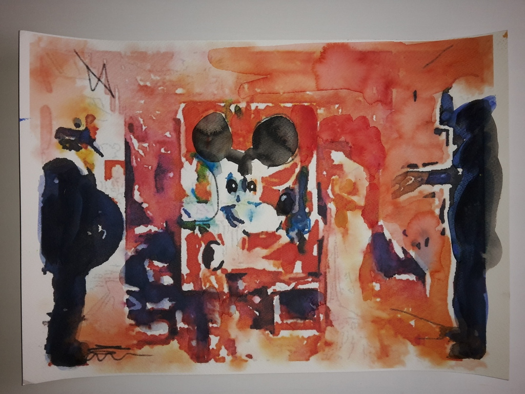 Peter Klashorst - gemengde techniek op aquarel papier - ME in the Spuistraat... kopen? Bied vanaf 60!