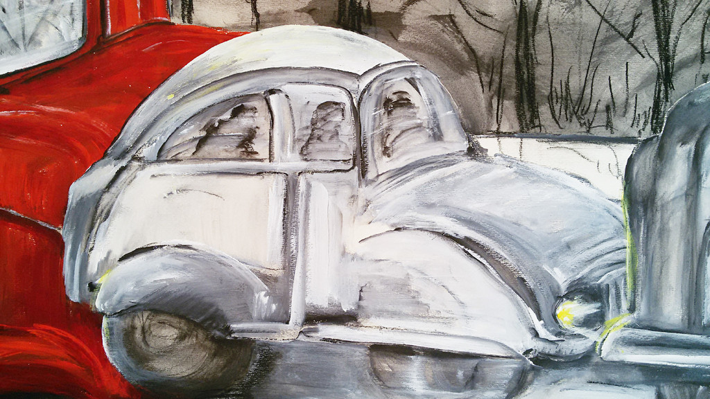 Winters verkeer, gemengde techniek op papier (groot) kopen? Bied vanaf 1!