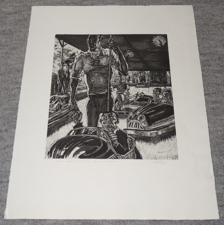 Jan van Helden, Kermisautobaan, ets/aquatint kopen? Bied vanaf 45!