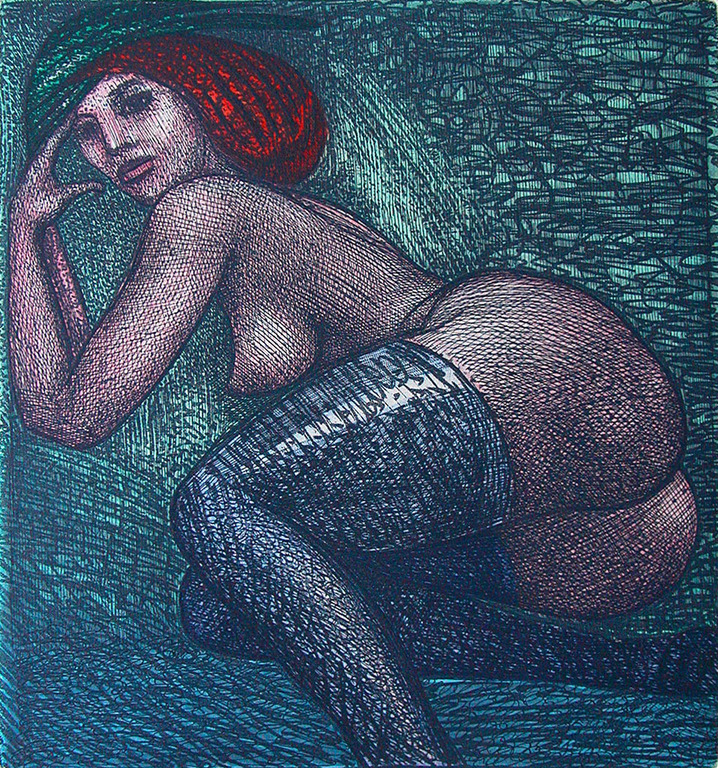 Ernst Fuchs, ‘Diva’, originele ets, handgesigneerd, ed. 150  verkocht voor € 140!
