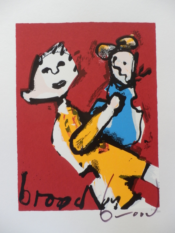 HERMAN BROOD, Gelimiteerde en HANDGESIGNEERDE Zeefdruk  MOEDER EN KIND verkocht voor € 155!
