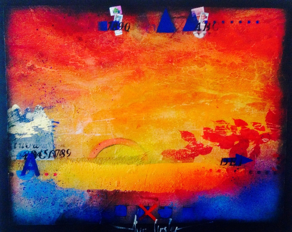 Theo koster, gemengde techniek , burning heart. verkocht voor € 340!