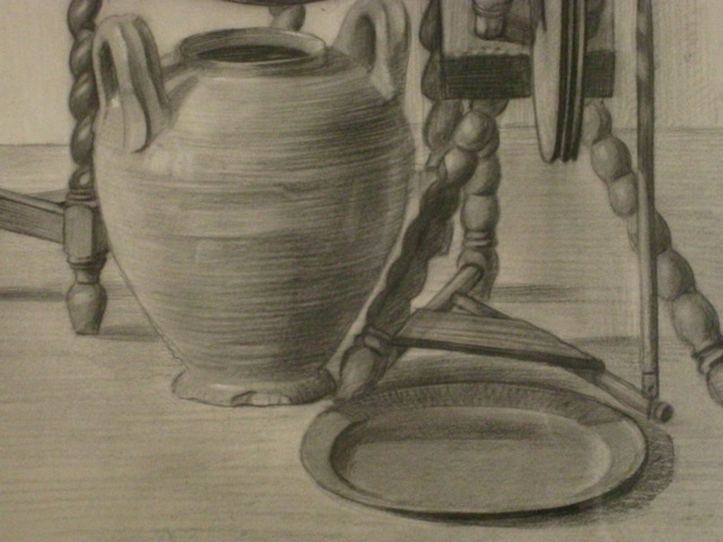 Mooie vroeg 20e Eeuwse tekening  "stilleven met spinnewiel" niet gesigneerd  kopen? Bied vanaf 1!