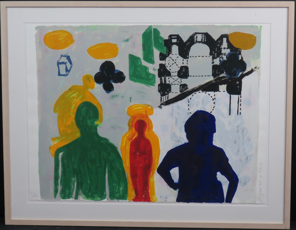 Cees Dolk: Zeefdruk, Figurenplan 3 -Ingelijst kopen? Bied vanaf 40!