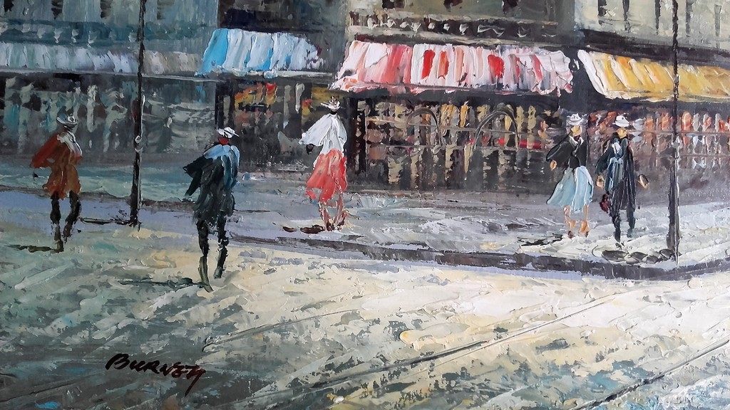 Burnett - Straatscene Parijs - Gesigneerd - 20e eeuw kopen? Bied vanaf 75!