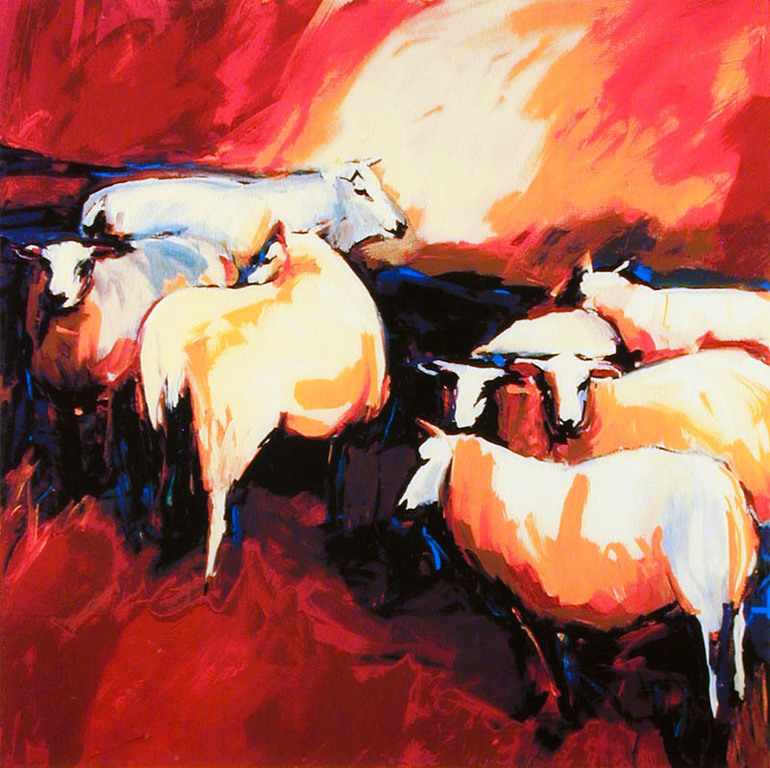 GERDA ELFRING  Grote Zeefdruk (70X70 cm)   SCHAPEN kopen? Bied vanaf 90!