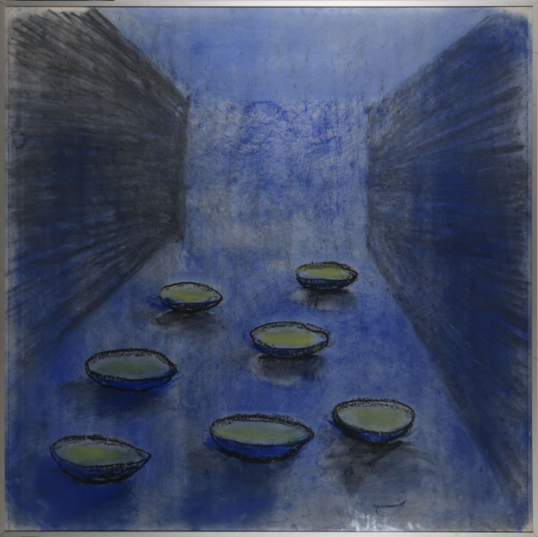 Mariette Linders: Krijttekening, Zonder titel - Ingelijst (Zeer groot) verkocht voor € 55!