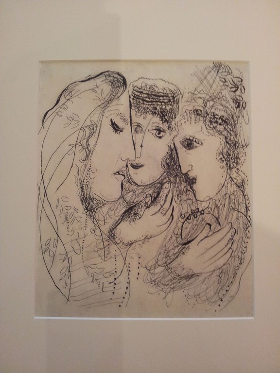 MARC CHAGALL - Heliogravure - VINTAGE 1960 - Three Sisters '' - Door Draeger Freres Paris - ZELDZAAM !  kopen? Bied vanaf 75!
