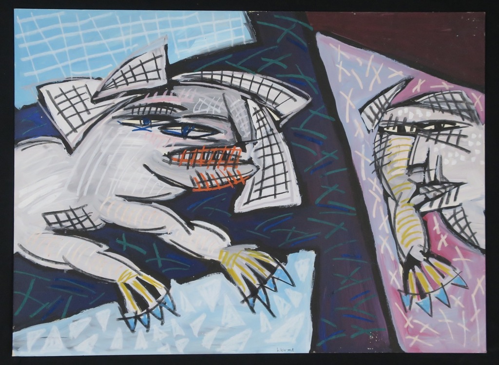 Guido Hillebrand Goedheer: Acryl op karton, Zonder titel (groot) verkocht voor € 35!