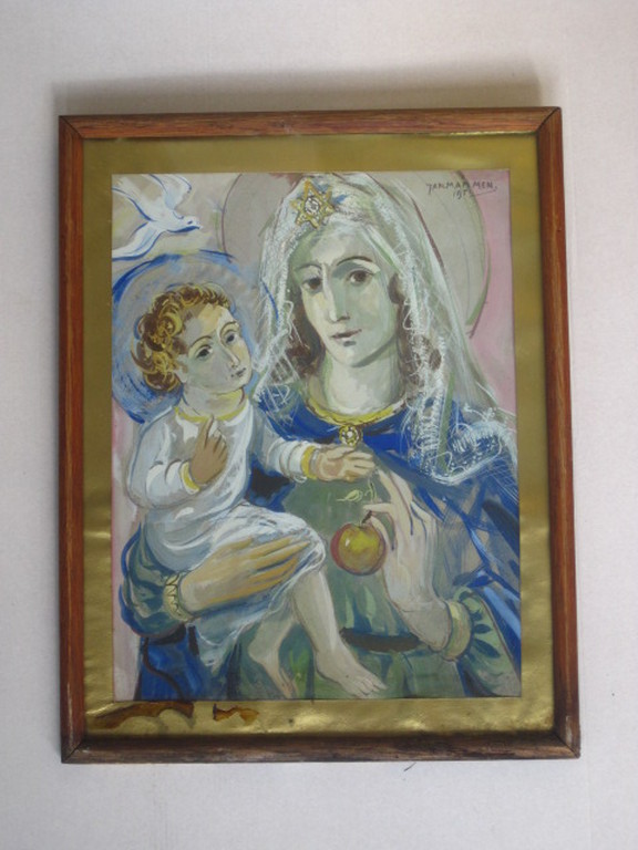 zeldzaam werk van monumentaal kunstenaar Jan Mammen (1899-1978) aquarel "madonna kopen? Bied vanaf 1!