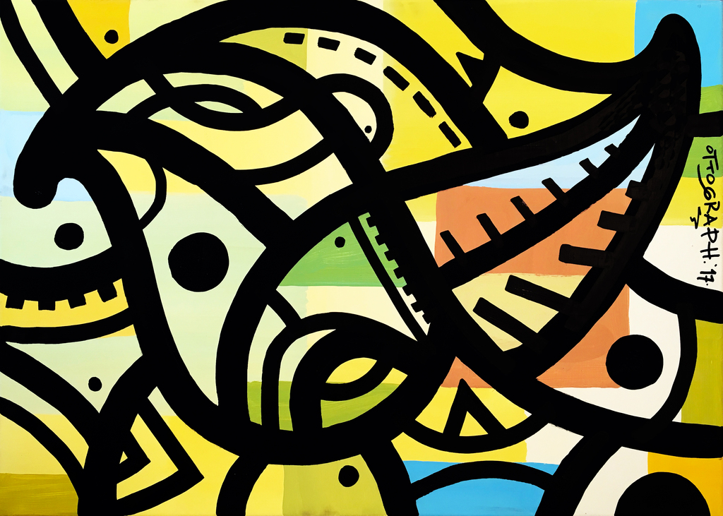 ottograph painting - hip hop hooray - acrylic on canvas - 70x50cm  verkocht voor € 110!