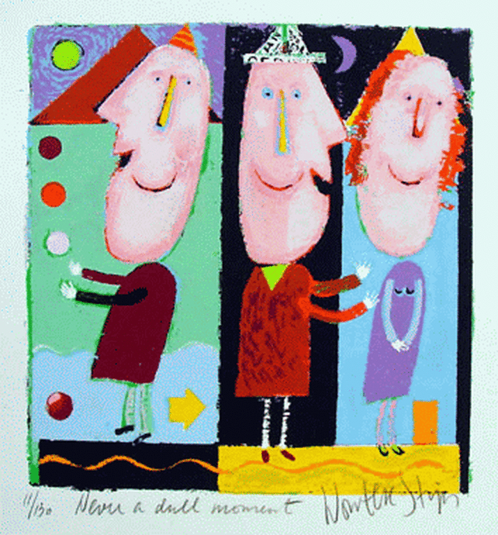 WOUTER STIPS Litho NEVER A DULL MOMENT INGELIJST verkocht voor € 135!