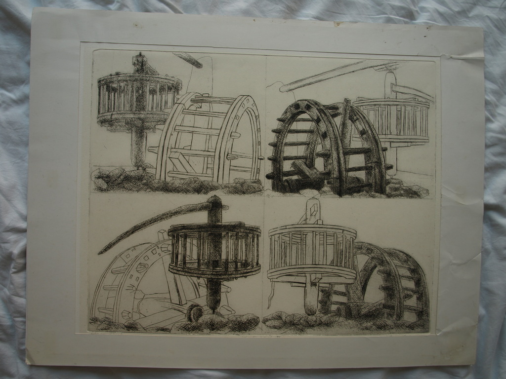 Walter Barten : 2x Ets , Het Rad – gesigneerd – ca 1978 kopen? Bied vanaf 35!