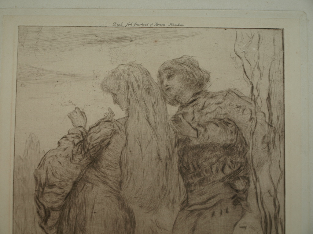 Philip Zilcken (1857-1930) : Ets , 2 Geliefden – ca 1900 kopen? Bied vanaf 1!