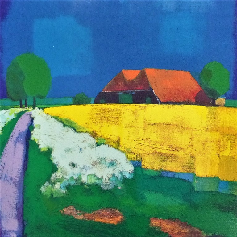 Jentsje Popma,zeefdruk op papier,Koolzaad met fluitekruid,Handgesigneerd kopen? Bied vanaf 75!