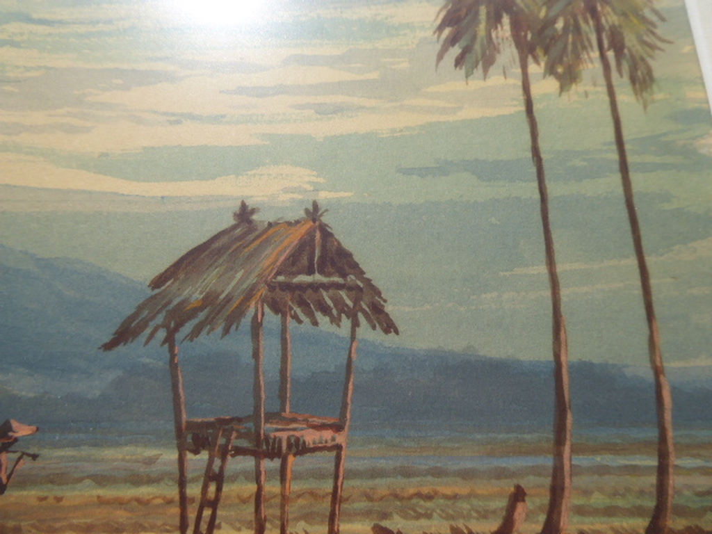 Mochtar Apin (1923-1994) , aquarel ingelijst, rijstveld kopen? Bied vanaf 78!