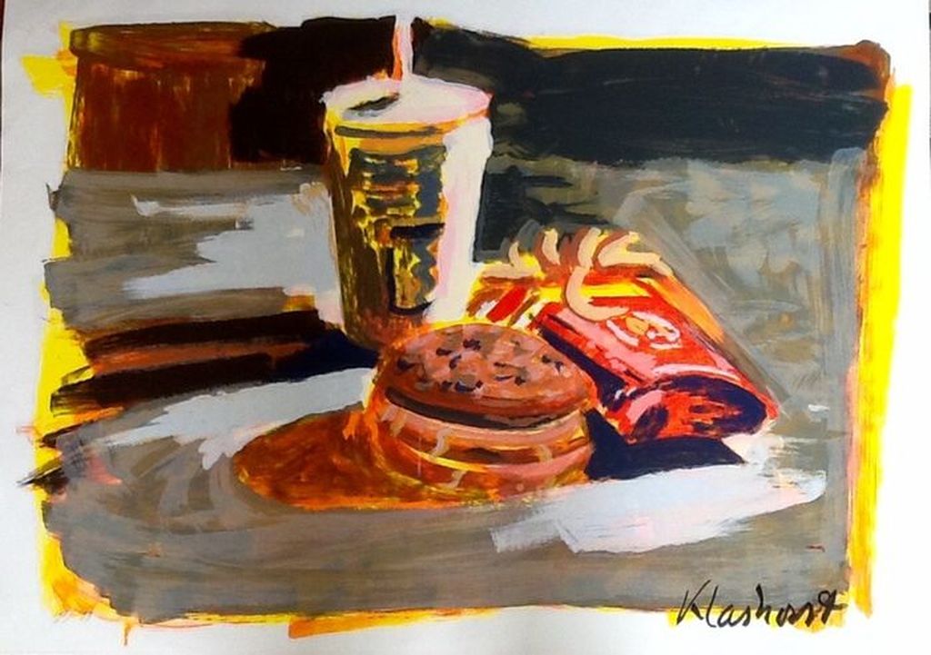 Peter Klashorst, zeefdruk, Big Mac Menu, gesigneerd kopen? Bied vanaf 65!