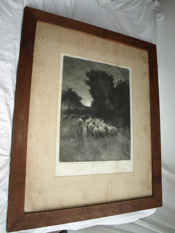 Anton Mauve  en Carel Lodewijk Dake – Ets – Schaapskudde – Gesigneerd – ca 1885 kopen? Bied vanaf 125!