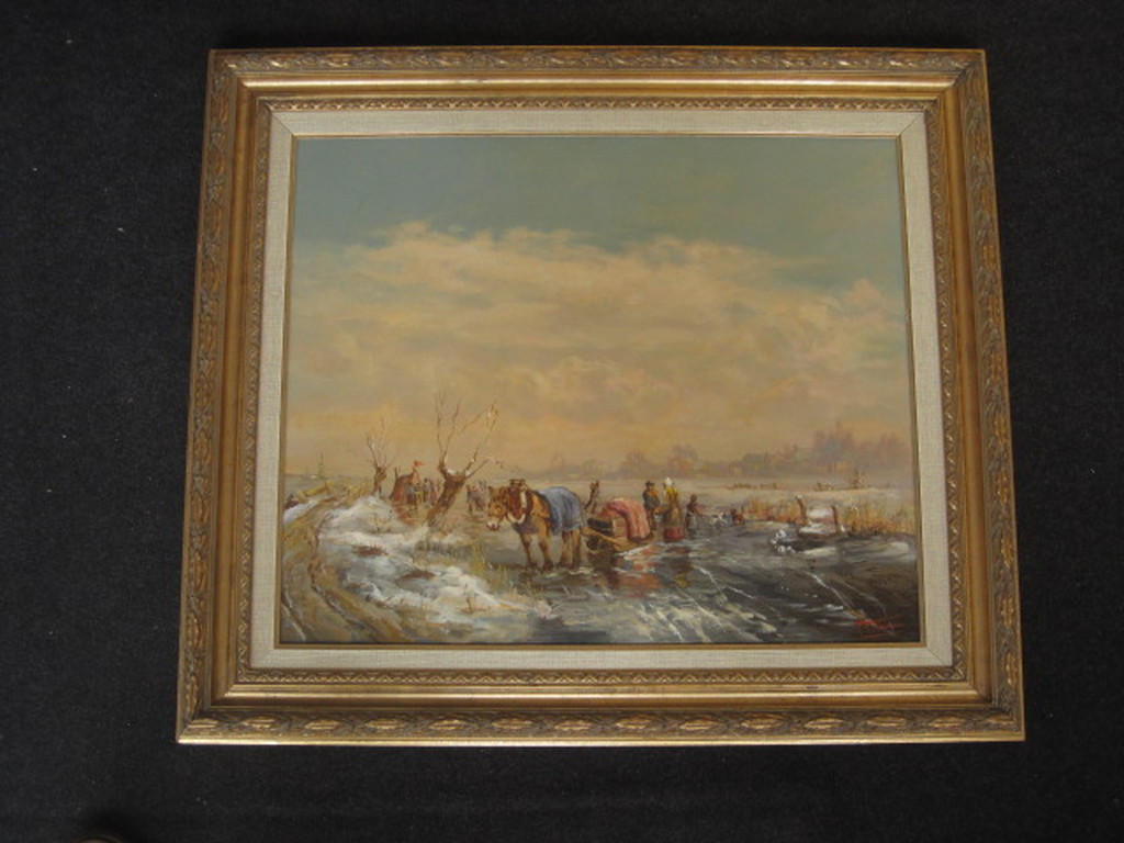 Mooi groot olieverf wintertafereel met Koek en Zopie door Jan van Trirum 1924- kopen? Bied vanaf 1!