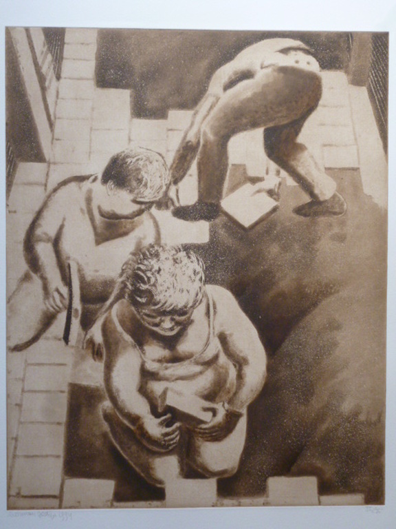 Herman Gordijn - ets/aquatint - Stratenmakers kopen? Bied vanaf 125!