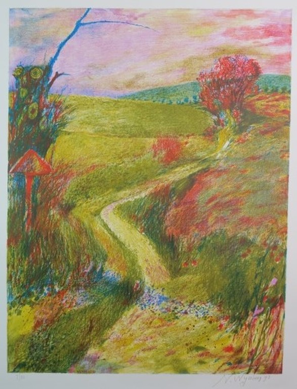 Nicolaas Wijnberg: Litho, Heuvellandschap verkocht voor € 70!
