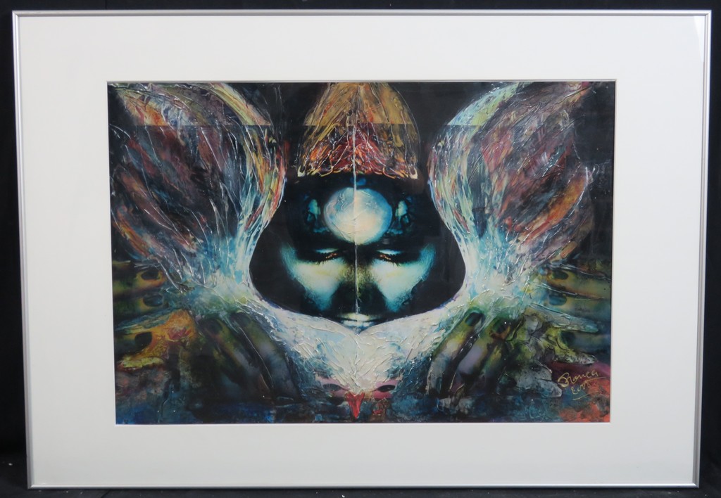 Franca Muller Jabusch: Handbewerkte foto, Beschermengel - Ingelijst verkocht voor € 40!