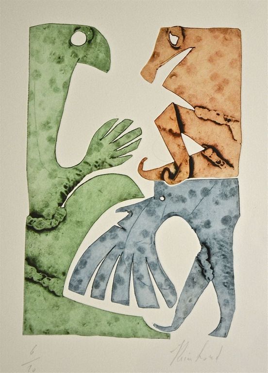 Reinhoud: Ets/aquatint. Soigneusement motives verkocht voor € 250!