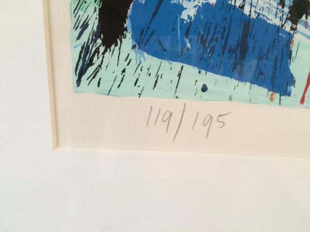 Nic Jonk  Grote  Kleurrijke Zeefdruk Titel "Dolfins" (ingelijst) kopen? Bied vanaf 175!