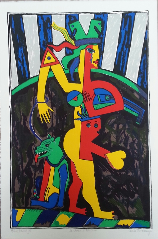 Cecile de Bruijn, zeefdruk op papier, titel:" le chien Mexican " kopen? Bied vanaf 40!