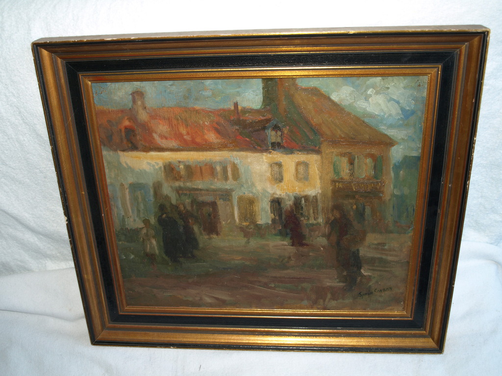 MAX SPRINKMANN (1876-?)–Olieverf –Stadsgezicht –Gesigneerd & ingelijst – ca 1922 kopen? Bied vanaf 1!